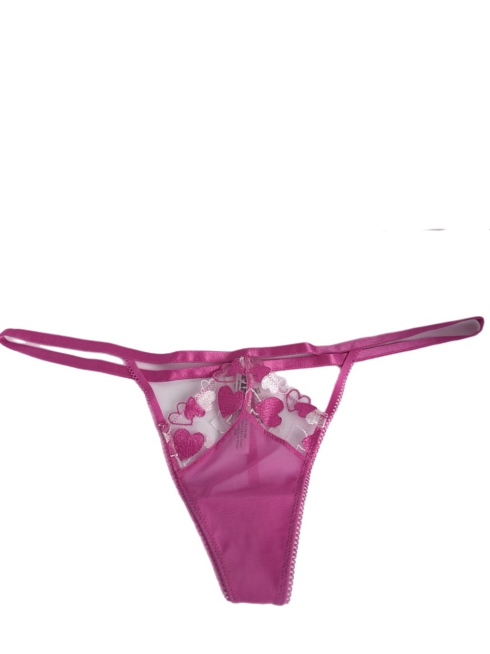 PINK Victoria's Secret Hot Pink Heart Lace Thong